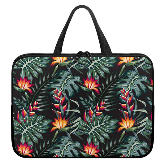 Hawaiian Tropical Plants Pattern Print Laptop Sleeve With Handle
