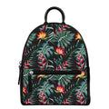 Hawaiian Tropical Plants Pattern Print Leather Backpack