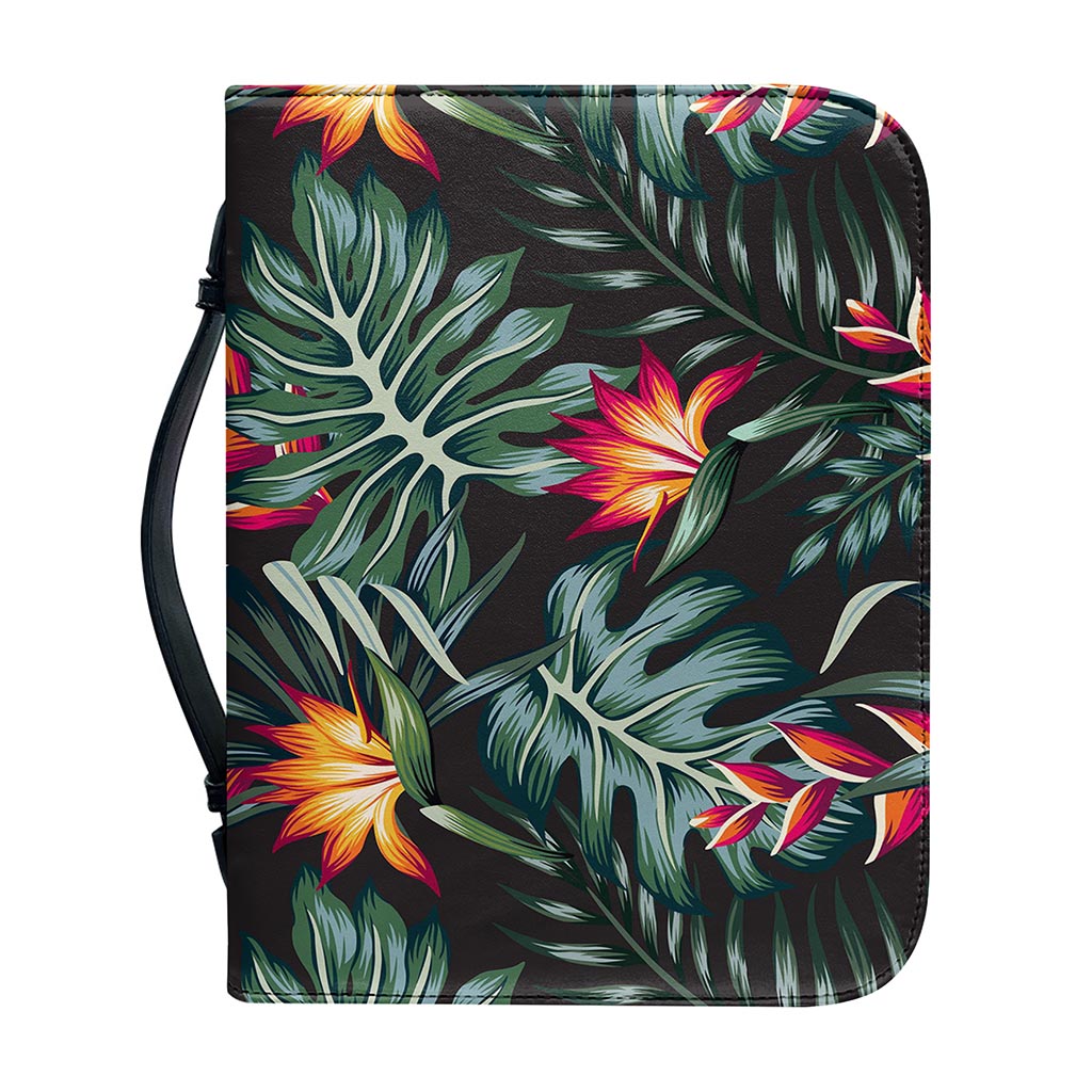 Hawaiian Tropical Plants Pattern Print Leather Bible Cover
