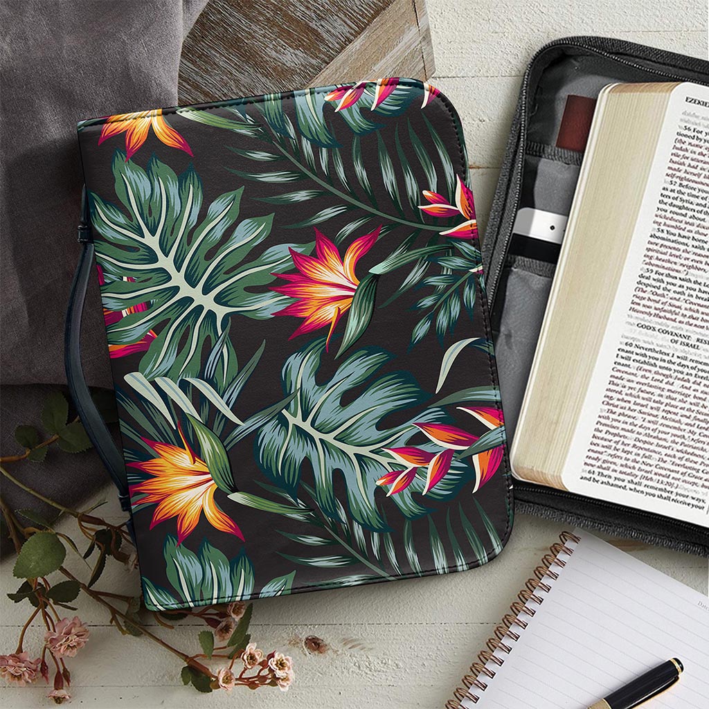 Hawaiian Tropical Plants Pattern Print Leather Bible Cover