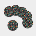 Hawaiian Tropical Plants Pattern Print Leather Coaster Set