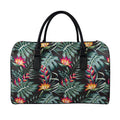 Hawaiian Tropical Plants Pattern Print Leather Duffel Bag