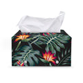 Hawaiian Tropical Plants Pattern Print Leather Tissue Box Cover
