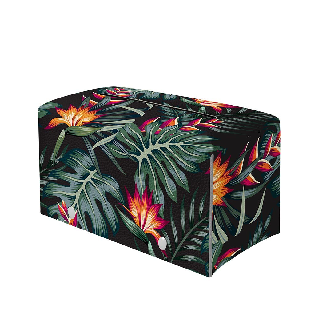 Hawaiian Tropical Plants Pattern Print Leather Tissue Box Cover