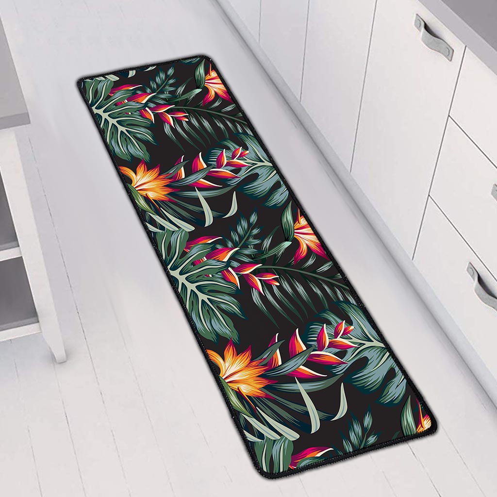 Hawaiian Tropical Plants Pattern Print Long Kitchen Mat
