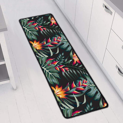 Hawaiian Tropical Plants Pattern Print Long Kitchen Mat