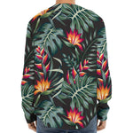 Hawaiian Tropical Plants Pattern Print Long Sleeve Baseball Jersey