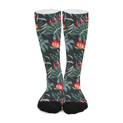 Hawaiian Tropical Plants Pattern Print Long Socks