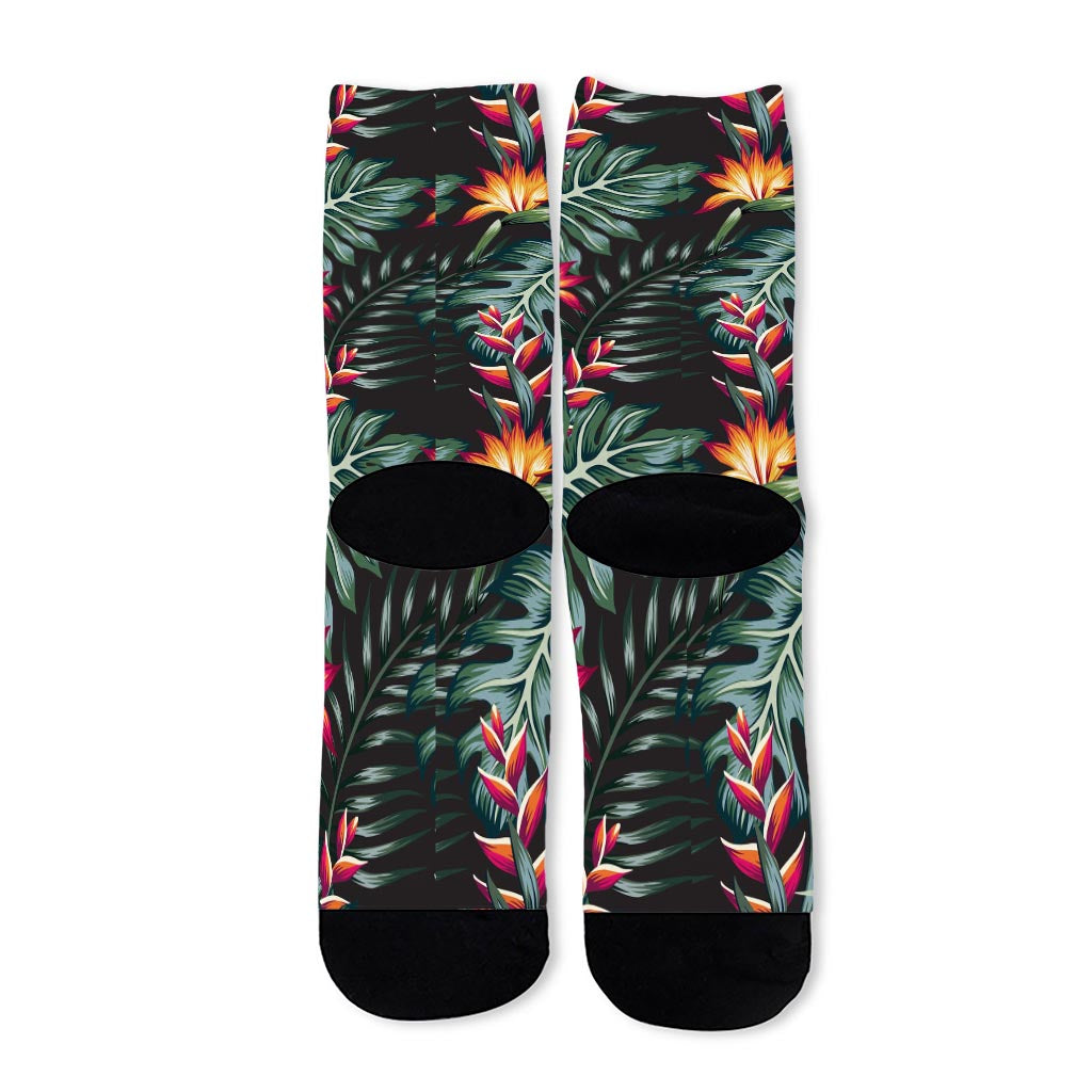 Hawaiian Tropical Plants Pattern Print Long Socks