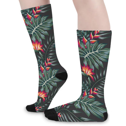 Hawaiian Tropical Plants Pattern Print Long Socks
