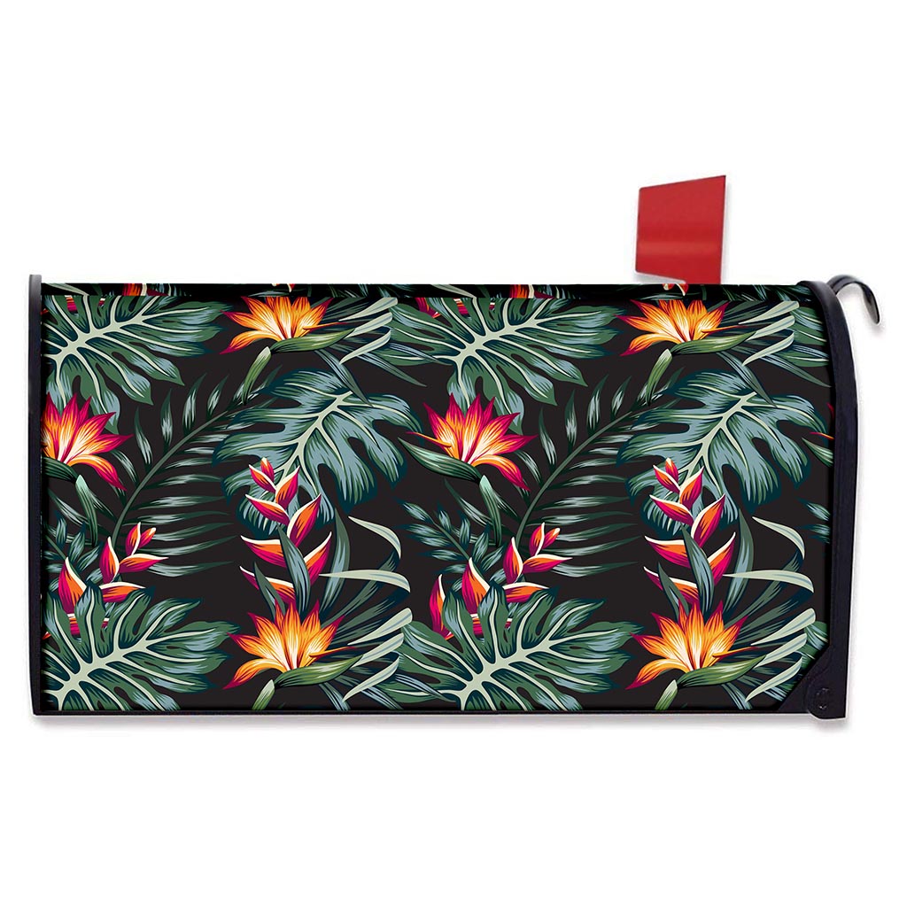 Hawaiian Tropical Plants Pattern Print Mailbox Cover