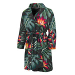 Hawaiian Tropical Plants Pattern Print Men's Bathrobe