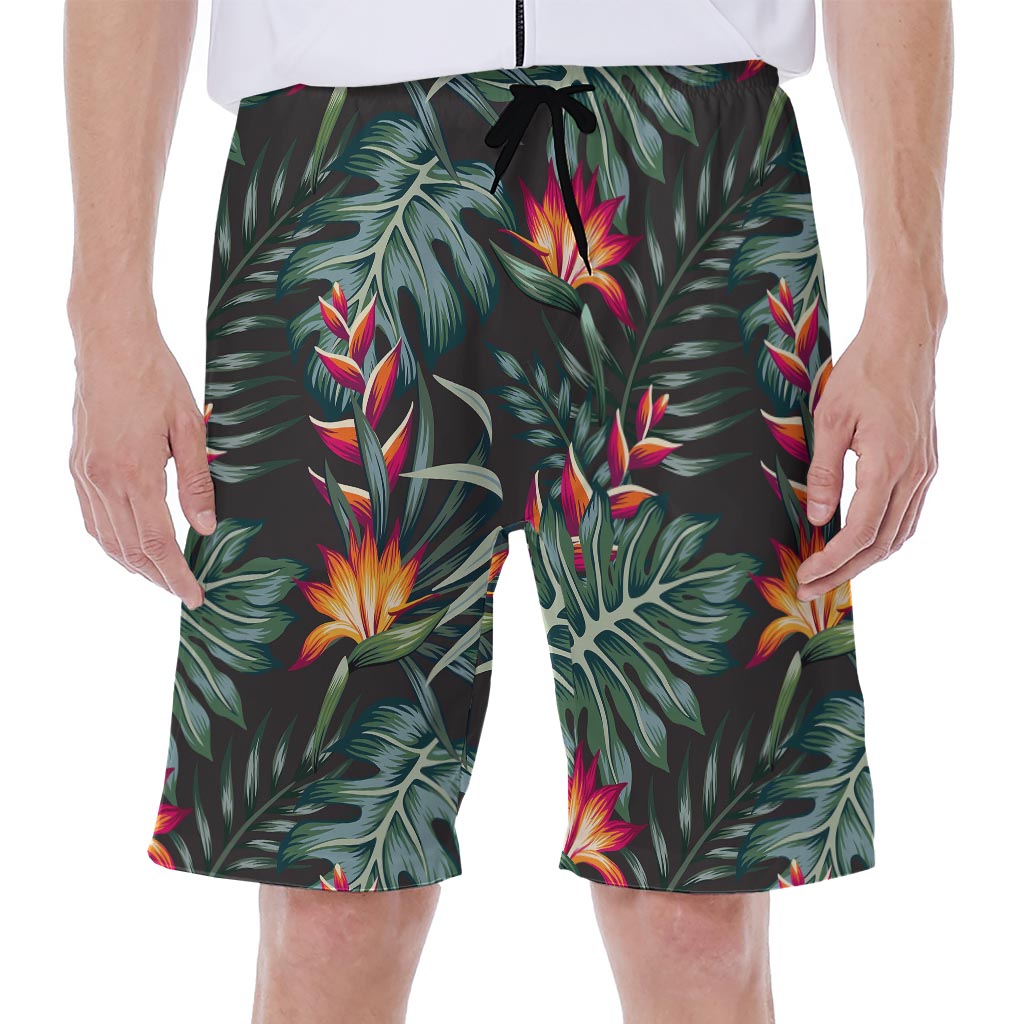 Hawaiian Tropical Plants Pattern Print Men's Beach Shorts