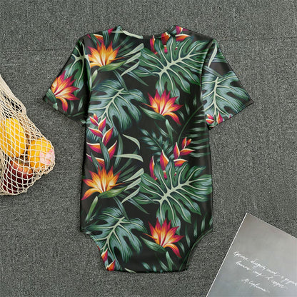 Hawaiian Tropical Plants Pattern Print Men's Bodysuit