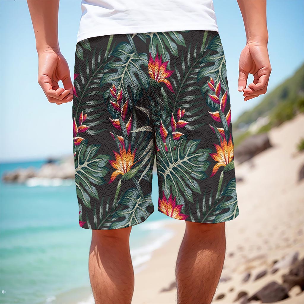 Hawaiian Tropical Plants Pattern Print Men's Cargo Shorts