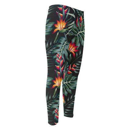 Hawaiian Tropical Plants Pattern Print Men's Compression Pants