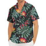 Hawaiian Tropical Plants Pattern Print Men's Deep V-Neck Shirt