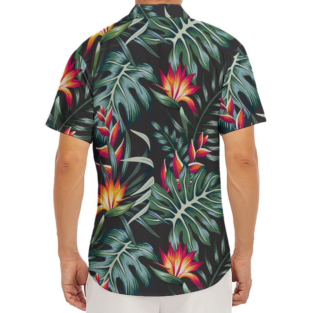 Hawaiian Tropical Plants Pattern Print Men's Deep V-Neck Shirt