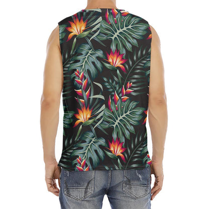 Hawaiian Tropical Plants Pattern Print Men's Fitness Tank Top
