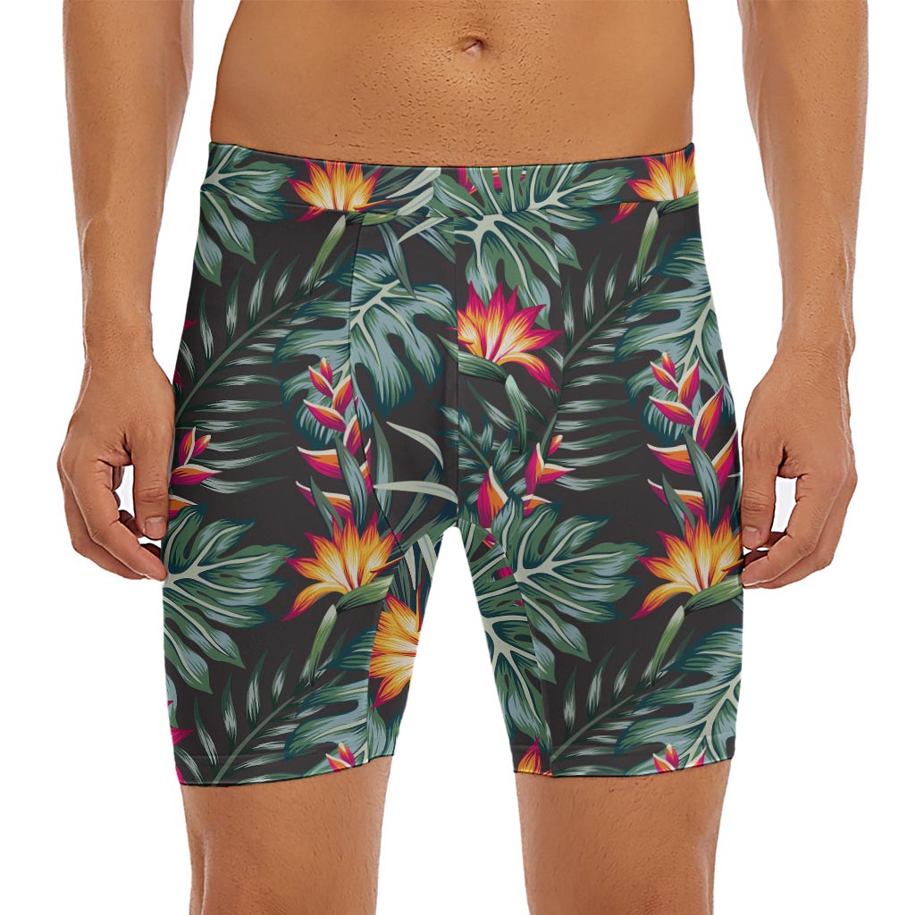 Hawaiian Tropical Plants Pattern Print Men's Long Boxer Briefs