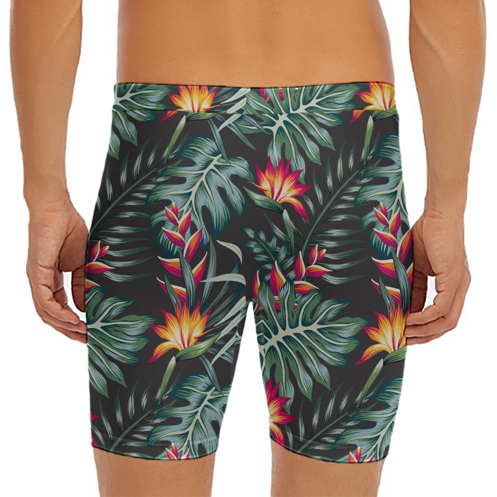 Hawaiian Tropical Plants Pattern Print Men's Long Boxer Briefs