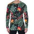 Hawaiian Tropical Plants Pattern Print Men's Long Sleeve T-Shirt