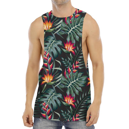 Hawaiian Tropical Plants Pattern Print Men's Muscle Tank Top