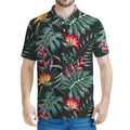 Hawaiian Tropical Plants Pattern Print Men's Polo Shirt