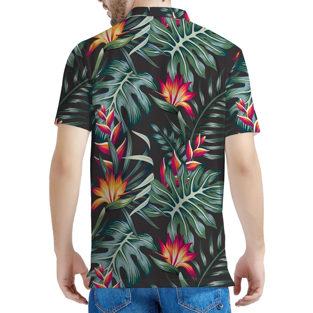 Hawaiian Tropical Plants Pattern Print Men's Polo Shirt