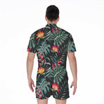 Hawaiian Tropical Plants Pattern Print Men's Rompers