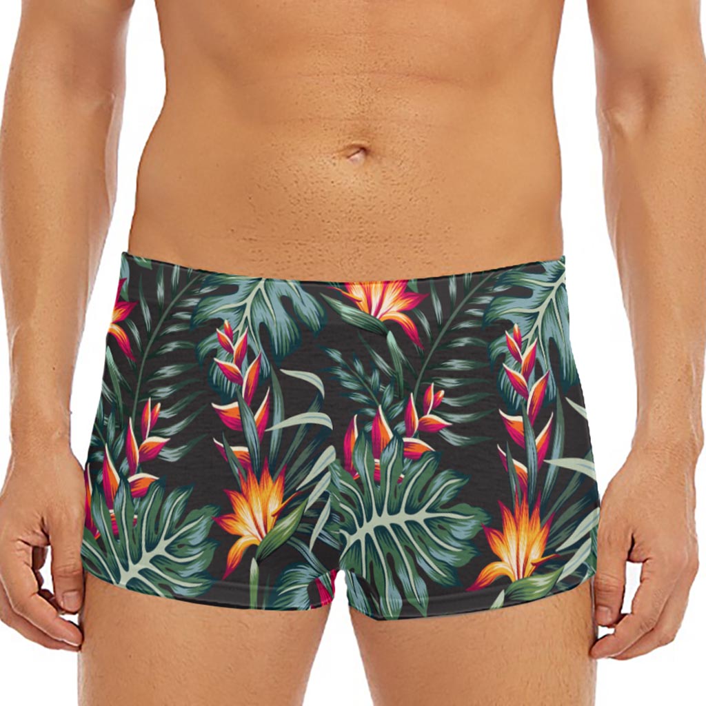Hawaiian Tropical Plants Pattern Print Men's Short Boxer Briefs