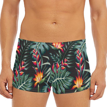 Hawaiian Tropical Plants Pattern Print Men's Short Boxer Briefs