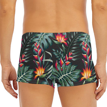 Hawaiian Tropical Plants Pattern Print Men's Short Boxer Briefs