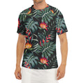 Hawaiian Tropical Plants Pattern Print Men's Short Sleeve Rash Guard