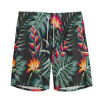 Hawaiian Tropical Plants Pattern Print Men's Sports Shorts