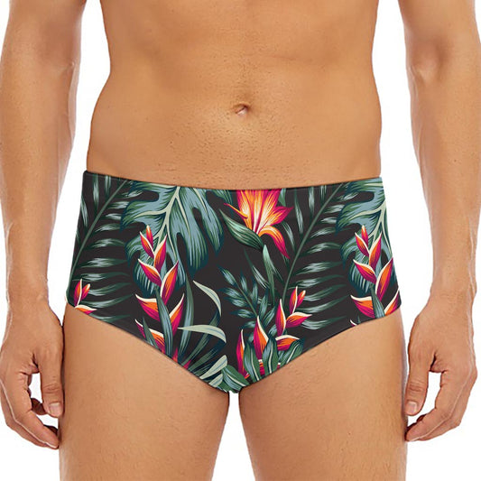 Hawaiian Tropical Plants Pattern Print Men's Triangle Swim Briefs