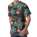 Hawaiian Tropical Plants Pattern Print Men's Velvet T-Shirt