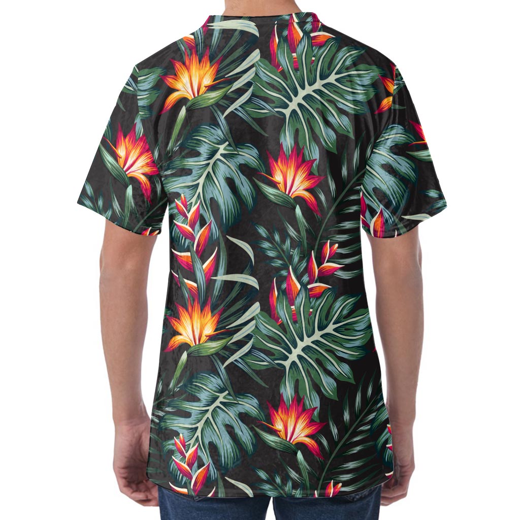 Hawaiian Tropical Plants Pattern Print Men's Velvet T-Shirt
