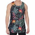 Hawaiian Tropical Plants Pattern Print Men's Velvet Tank Top