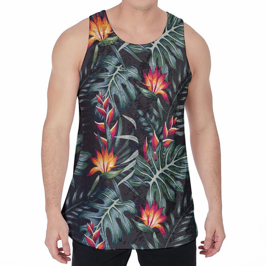 Hawaiian Tropical Plants Pattern Print Men's Velvet Tank Top