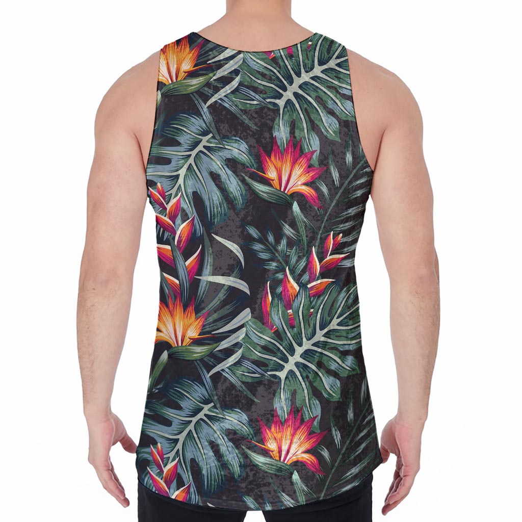 Hawaiian Tropical Plants Pattern Print Men's Velvet Tank Top