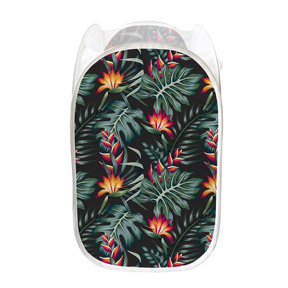 Hawaiian Tropical Plants Pattern Print Mesh Laundry Hamper