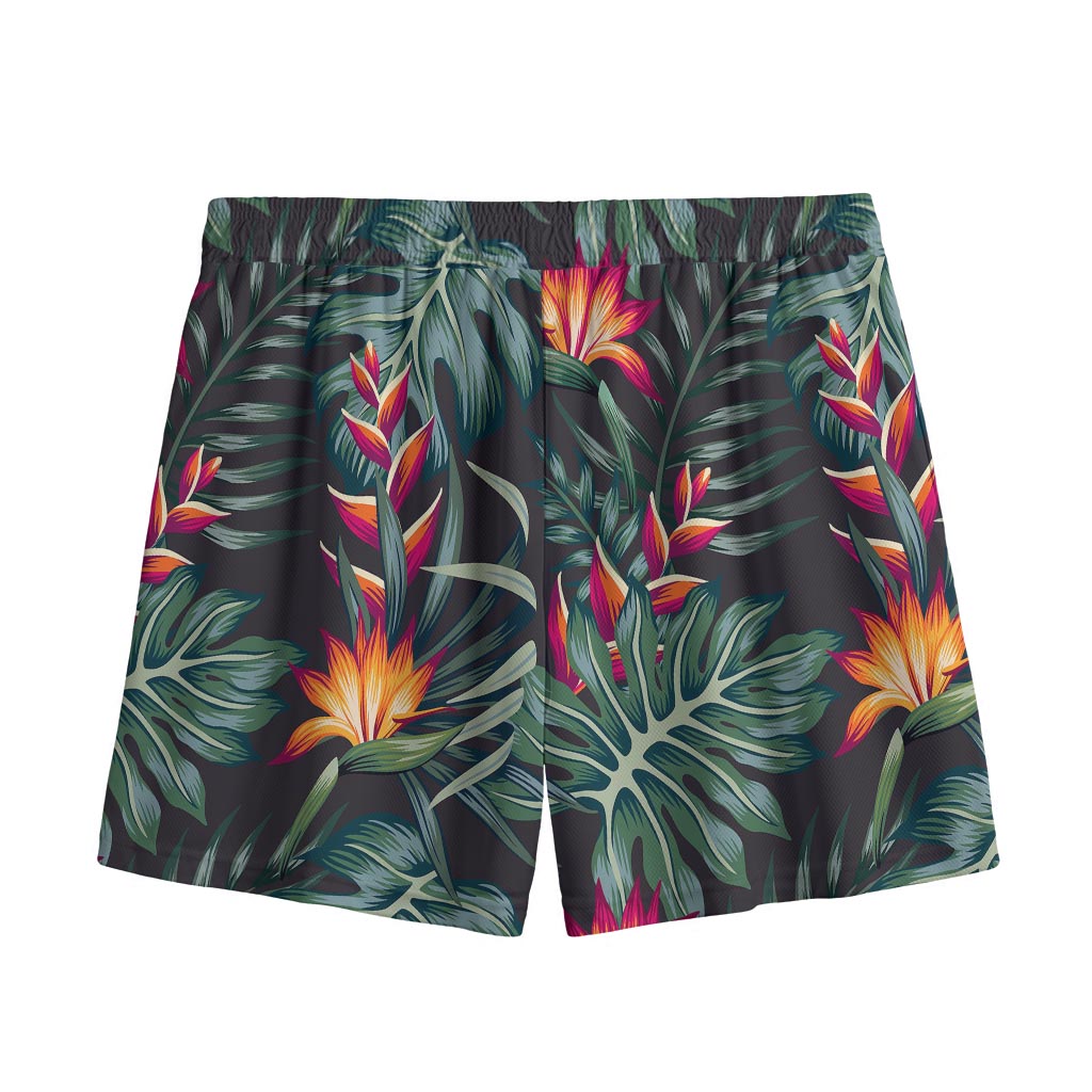 Hawaiian Tropical Plants Pattern Print Mesh Shorts