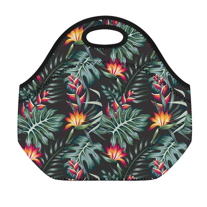 Hawaiian Tropical Plants Pattern Print Neoprene Lunch Bag