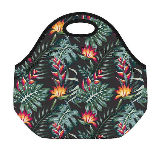 Hawaiian Tropical Plants Pattern Print Neoprene Lunch Bag