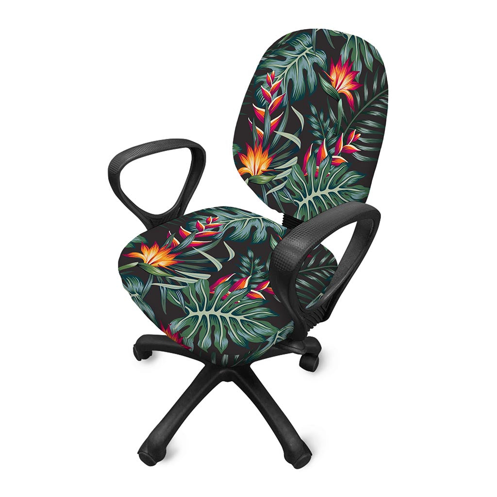 Hawaiian Tropical Plants Pattern Print Office Chair Cover