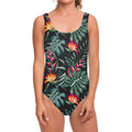 Hawaiian Tropical Plants Pattern Print One Piece Swimsuit