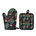 Hawaiian Tropical Plants Pattern Print Oven Mitt And Pot Holder Set