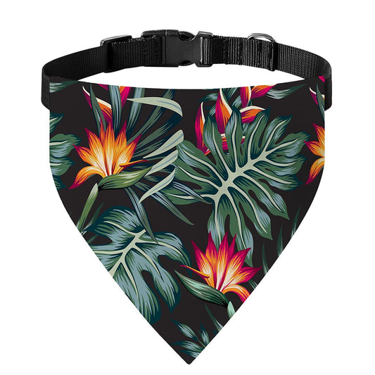 Hawaiian Tropical Plants Pattern Print Over The Collar Dog Bandana