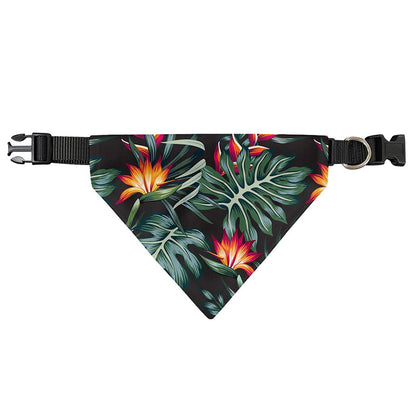 Hawaiian Tropical Plants Pattern Print Over The Collar Dog Bandana